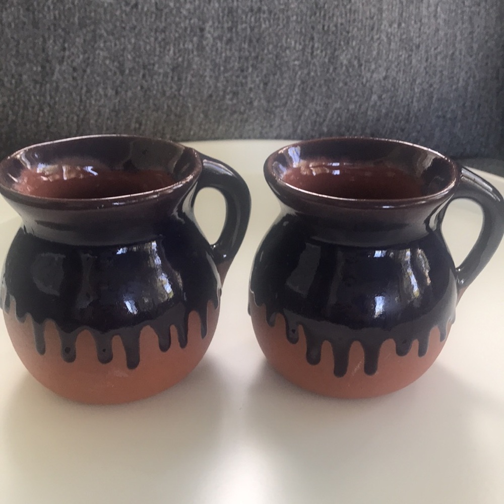 2 Hand made coffee cups mugs Mexican pottery - Picture 2 of 7